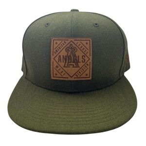 New Era Angels Leather Patch 59FIFTY Fitted Cap Hat Olive